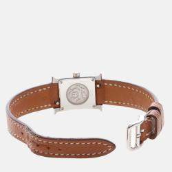 Pre Owned Hermes H Hour HH1.110 Quartz White Stainless Steel Women's Wristwatch 17.5mm