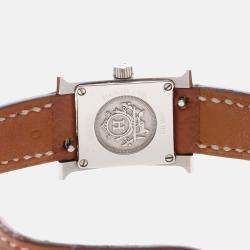 Pre Owned Hermes H Hour HH1.110 Quartz White Stainless Steel Women's Wristwatch 17.5mm