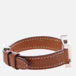 Pre Owned Hermes H Hour HH1.110 Quartz White Stainless Steel Women's Wristwatch 17.5mm