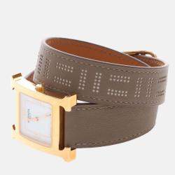 Pre Owned Hermes H Hour HH1.502 Quartz White Gold-Plated Women's Wristwatch 26.5mm