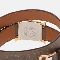 Pre Owned Hermes H Hour HH1.502 Quartz White Gold-Plated Women's Wristwatch 26.5mm