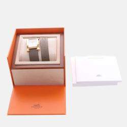 Pre Owned Hermes H Hour HH1.502 Quartz White Gold-Plated Women's Wristwatch 26.5mm