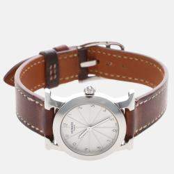Pre Owned Hermes Rondo HR1.210 Quartz White Stainless Steel Women's Wristwatch 25mm