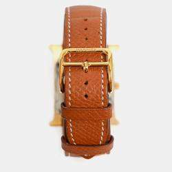 مملوكة مسبقًا Hermes Gold Epsom Leather Medium 30mm 'Heure' Watch