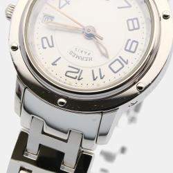 Pre Owned ساعة يد نسائية هيرمس كليبر CP1.210 ستانلس ستيل فضية كوارتز 24 مم