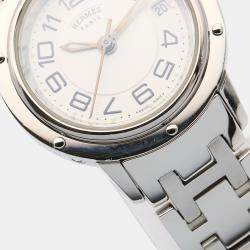 Pre Owned ساعة يد نسائية هيرمس كليبر CP1.210 ستانلس ستيل فضية كوارتز 24 مم