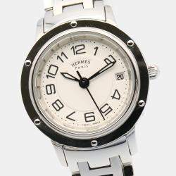 Pre Owned ساعة يد نسائية هيرمس كليبر CP1.210 ستانلس ستيل فضية كوارتز 24 مم