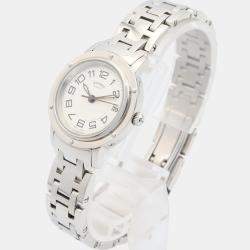 Pre Owned ساعة يد نسائية هيرمس كليبر CP1.210 ستانلس ستيل فضية كوارتز 24 مم