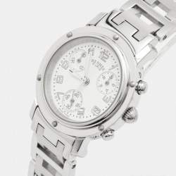 مملوكة مسبقًا ساعة يد نسائية هيرمس كليبر CL1.310 كوارتز ستانلس ستيل بيضاء 31 مم