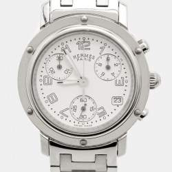مملوكة مسبقًا ساعة يد نسائية هيرمس كليبر CL1.310 كوارتز ستانلس ستيل بيضاء 31 مم