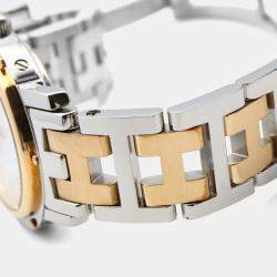 Pre Owned ساعة يد نسائية هيرمس كليبر CL4.220 ستانلس ستيل مطلية بالذهب الأصفر كوارتز بيضاء 24 مم