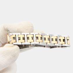 Pre Owned ساعة يد نسائية هيرمس كليبر CL4.220 ستانلس ستيل مطلية بالذهب الأصفر كوارتز بيضاء 24 مم