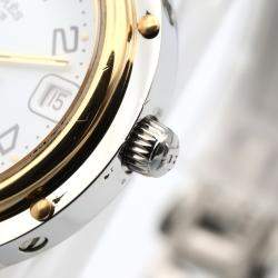 Pre Owned ساعة يد نسائية هيرمس كليبر CL4.220 ستانلس ستيل مطلية بالذهب الأصفر كوارتز بيضاء 24 مم