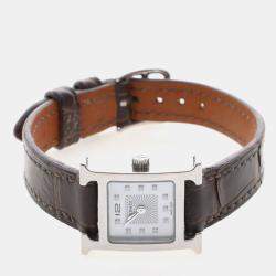 Pre Owned ساعة يد نسائية هيرميس أوري إتش إتش 1.110 ستانلس ستيل كوارتز ألماس 17.5 ملم