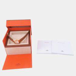 Pre Owned ساعة يد نسائية هيرمس هيور H HH1.201 ستانلس ستيل مطلي ذهب أصفر فضي كوارتز 25 ملم