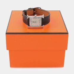 Pre Owned Hermes Heure H White HH1.210 Stainless Steel Quartz Women's Wristwatch 21mm