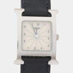 مملوكة مسبقًا Hermes Heure H White HH1.210 Stainless Steel Quartz Women's Watches 21mm