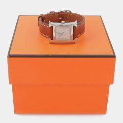 Pre Owned Hermes Heure H HH1.210 White Stainless Steel Quartz Women's Wristwatch 21mm