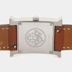 Pre Owned Hermes Heure H HH1.210 White Stainless Steel Quartz Women's Wristwatch 21mm