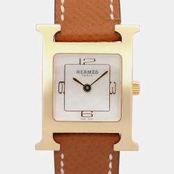 Pre Owned Hermes Heure H HH1.202c White Gold Plated, Stainless Steel Quartz Women's Watches 30x21mm