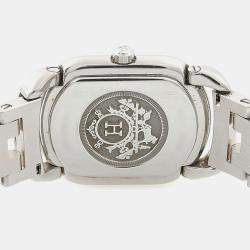 Pre Owned Hermes RA1.220 White Yellow Gold Plated, Stainless Steel Quartz Women's Wristwatch 20*25mm