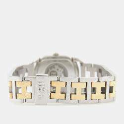 Pre Owned Hermes RA1.220 White Yellow Gold Plated, Stainless Steel Quartz Women's Wristwatch 20*25mm