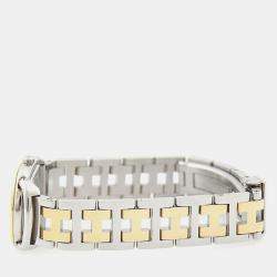 Pre Owned Hermes RA1.220 White Yellow Gold Plated, Stainless Steel Quartz Women's Wristwatch 20*25mm