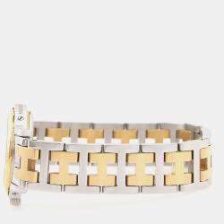 Pre Owned Hermes Clipper CL3.240 Beige Yellow Gold Plated, Stainless Steel Quartz Women's Wristwatch 24mm
