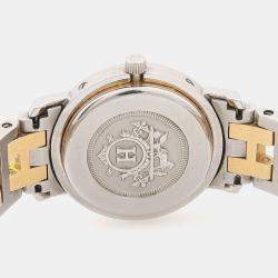 Pre Owned Hermes Clipper CL3.240 Beige Yellow Gold Plated, Stainless Steel Quartz Women's Wristwatch 24mm