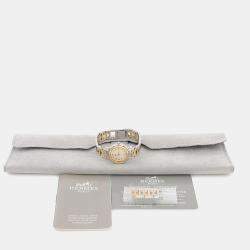 Pre Owned Hermes Clipper CL3.240 Beige Yellow Gold Plated, Stainless Steel Quartz Women's Wristwatch 24mm