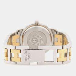 Pre Owned Hermes Clipper CL3.240 Beige Yellow Gold Plated, Stainless Steel Quartz Women's Wristwatch 24mm