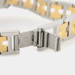 Pre Owned Hermes Clipper CL3.240 Beige Yellow Gold Plated, Stainless Steel Quartz Women's Wristwatch 24mm