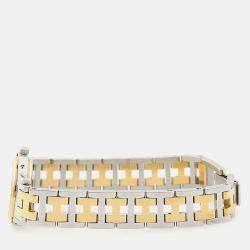 Pre Owned Hermes Clipper CL3.240 Beige Yellow Gold Plated, Stainless Steel Quartz Women's Wristwatch 24mm