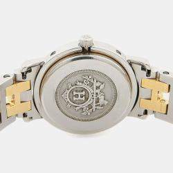 Pre Owned Hermes Clipper CL3.240 Beige Yellow Gold Plated, Stainless Steel Quartz Women's Wristwatch 24mm