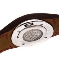 Pre Owned Hermes White Stainless Steel Red Leather Harnais HA3.210 Women's Wristwatch 27.50 cm