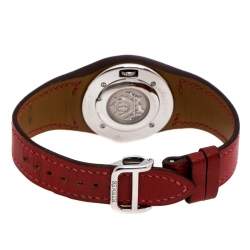 Pre Owned Hermes White Stainless Steel Red Leather Harnais HA3.210 Women's Wristwatch 27.50 cm