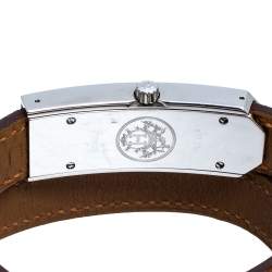 Hermes White Stainless Steel Kelly 2 Double Tour KT1.210 Women's Wristwatch 15 mm