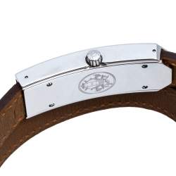 Hermes White Stainless Steel Kelly 2 Double Tour KT1.210 Women's Wristwatch 15 mm