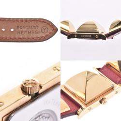 Pre Owned Hermes White Yellow Gold Plated Stainless Steel Medor Quartz Women's Wristwatch 23 MM