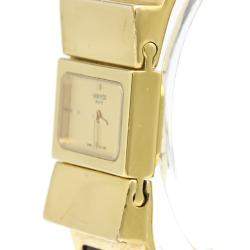 Pre Owned Hermes Champagne Gold Plated Stainless Steel Loque Quartz LO1.201 Women's Wristwatch 20 MM