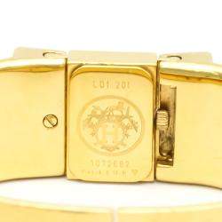 Pre Owned Hermes Champagne Gold Plated Stainless Steel Loque Quartz LO1.201 Women's Wristwatch 20 MM
