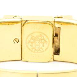 مملوكة مسبقًا Hermes Champagne Gold Plated Stainless Steel Loquet Quartz LO1.201 Women's Wristwatch 20 MM