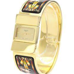 مملوكة مسبقًا Hermes Champagne Gold Plated Stainless Steel Loquet Quartz LO1.201 Women's Wristwatch 20 MM