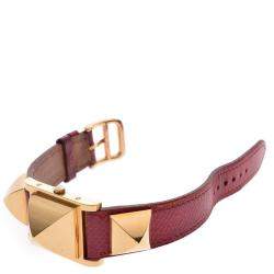 Pre Owned Hermes White Yellow Gold Plated Stainless Steel Medor Quartz Women's Wristwatch 23 MM