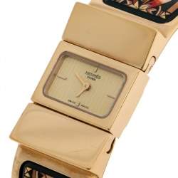 مملوكة مسبقًا Hermes Gold Plated Stainless Steel Loquet L01.201 Women's Wristwatch 19 mm