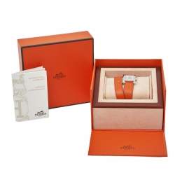 Hermes Silver Stainless Steel Leather Wrap Heure H HH1.210 Women's Wristwatch 21 mm