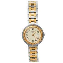 Hermes Cream Two-Tone Stainless Steel Clipper Women's Wristwatch 30 mm