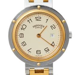 Hermes Cream Two-Tone Stainless Steel Clipper Women's Wristwatch 30 mm