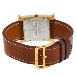 Pre Owned Hermes White Gold Plated Stainless Steel Leather Heure H HH1.501 Women's Wristwatch 26 mm