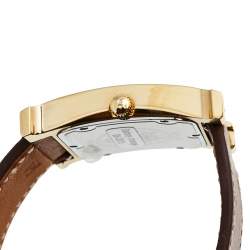 Pre Owned Hermes White Gold Plated Stainless Steel Leather Heure H HH1.501 Women's Wristwatch 26 mm